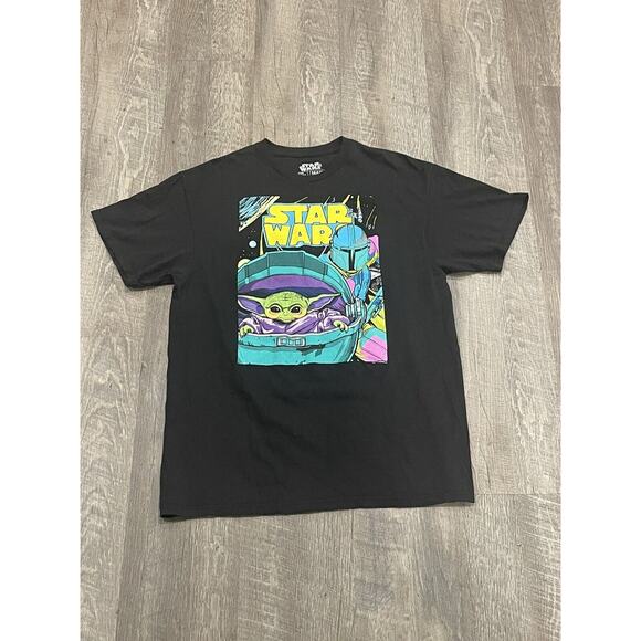 Star Wars The Mandalorian Din Djarin The Child Colorful T Shirt Sz L Baby Yoda - Picture 2 of 4